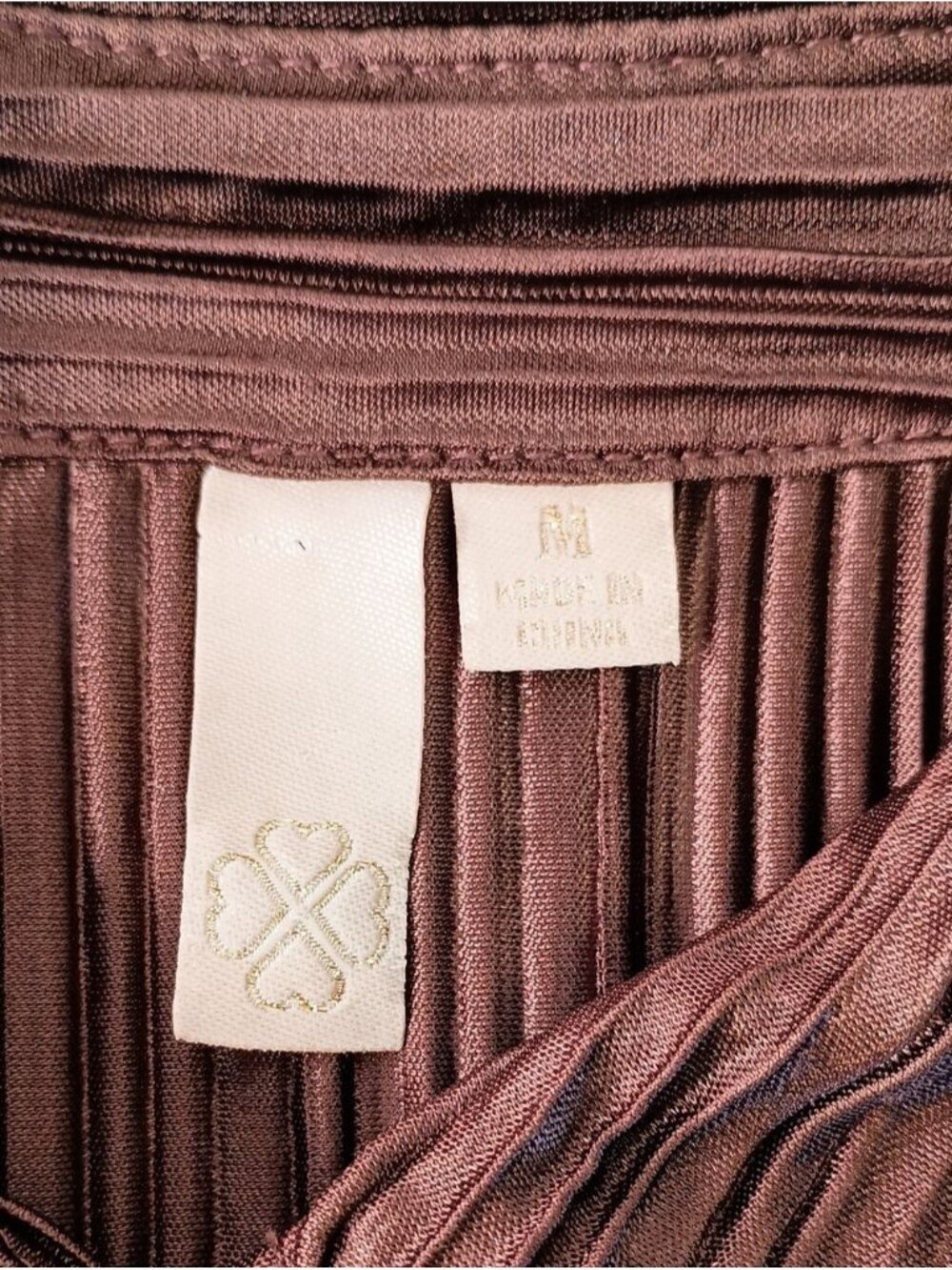Women's Size M Satin Pleated Shirt Dress Chocolate Brown Old Money - Picture 2 of 10